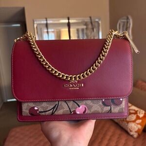 Coach Cherry Red and Tan Crossbody Bag